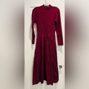 Marie Oliver The Barrett Dress Size M Burgundy Midi Casual $368 Retail